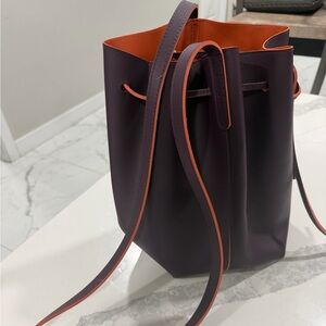 Purple Orange Hexagon Bucket Bag Drawstring Shoulder Strap Inner Pouch